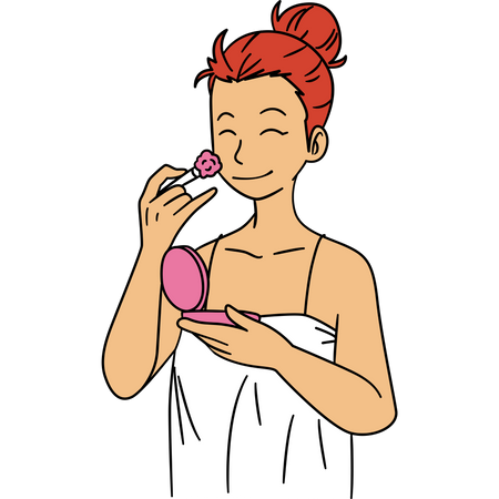 Free Beautiful lady applying face powder on face  Illustration