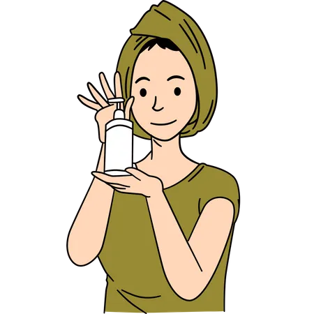 Free Beautiful lady use Body lotion after shower  Illustration