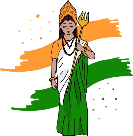 Free Bharat Mata holding Trishul background of tiranga  Illustration