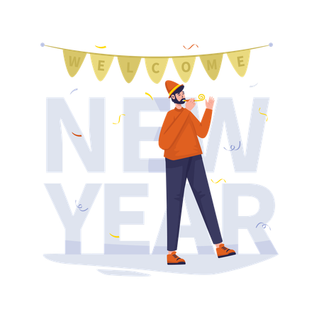 Free Bienvenido año nuevo  Ilustración