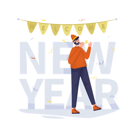 Free Bienvenido año nuevo  Ilustración