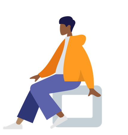 Free Black man sitting on stool  Illustration