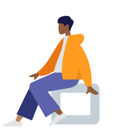 Free Black man sitting on stool  Illustration