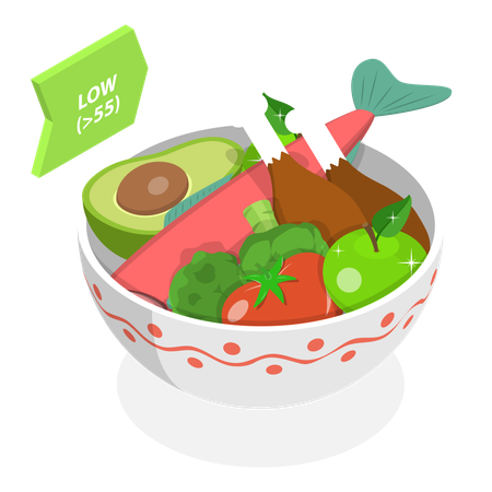 Free Bol alimentaire diététique pour personne souffrant de maladie glycémique  Illustration