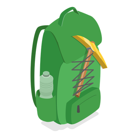 Free Bolsa de viaje junto con equipo de camping.  Ilustración