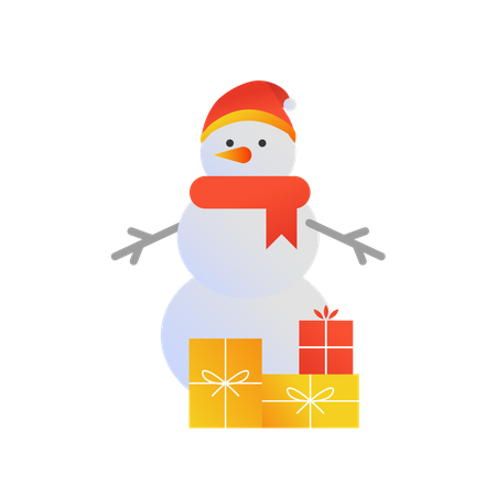 Free Bonhomme de neige et cadeau  Illustration