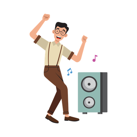 Free Boy Dancing with joy  Illustration
