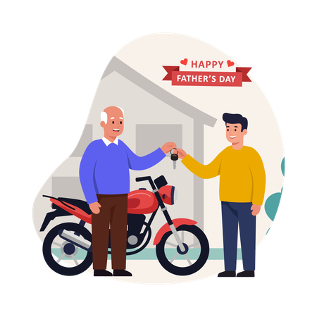Free おじいちゃんとバイクに乗る男の子  イラスト