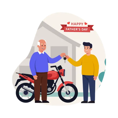 Free おじいちゃんとバイクに乗る男の子  イラスト