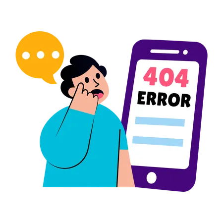Free Boy facing mobile error  Illustration