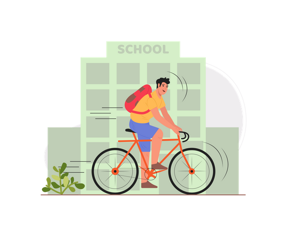 Free Boy going to the school  Illustration