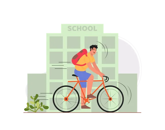 Free Boy going to the school  Illustration