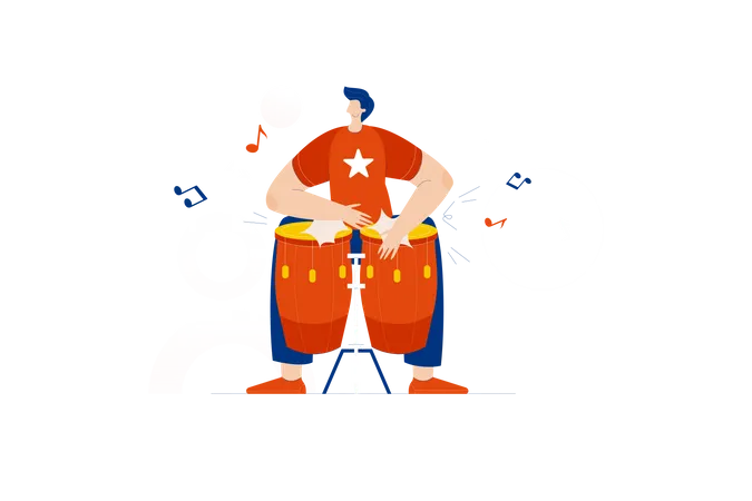 Free Boy playing drums  Illustration