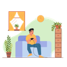 illustration for boy playing video game
