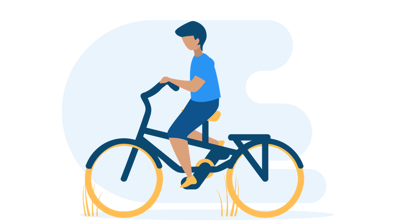 Free Boy riding cycle  Illustration