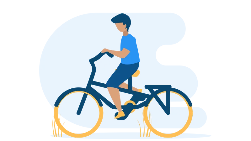 Free Boy riding cycle  Illustration