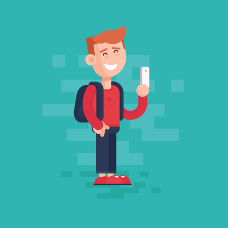 Free Boy taking selfie  Illustration