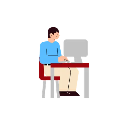 Free Boy Working At Office  Illustration
