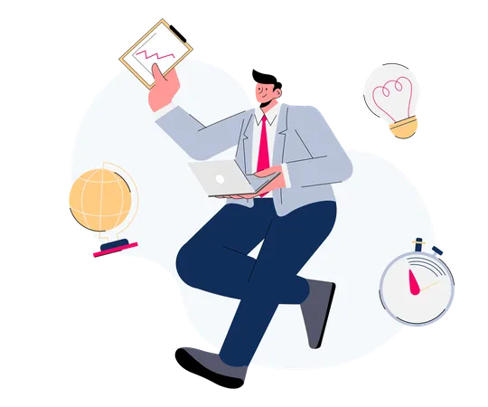 Free Entrepreneur managing a business  イラスト