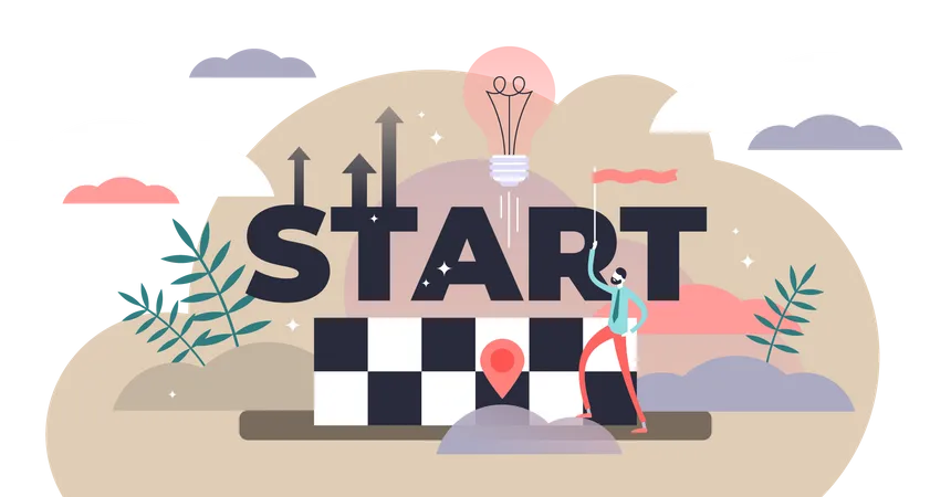 Free Start Vector Illustration Flat Tiny Startup Idea Beginning Persons Concept Abstract Business Or Innovation Development Growth Up Direction And Progress Visualization And Company Progress Strategy Illustration