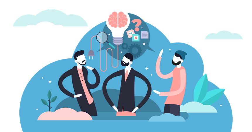 Free Business team doing Creative brainstorming  Illustration
