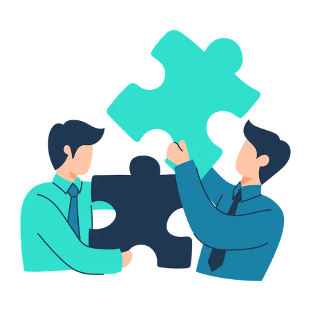 Free Business team  is solving business puzzle  Illustration