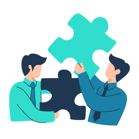 Free Business team  is solving business puzzle  Illustration