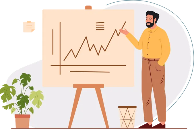 Free Businessman explaining the strategy  Illustration