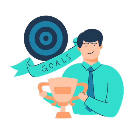 Free Businessman is achieving goals  Illustration