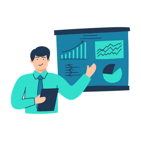 Free Businessman is doing business analysis  Illustration