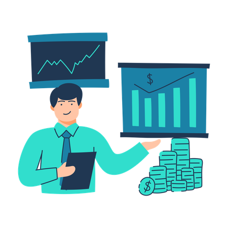 Free Businessman is doing investment planning  Illustration