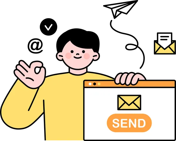 Free Businessman sends marketing mails  Illustration