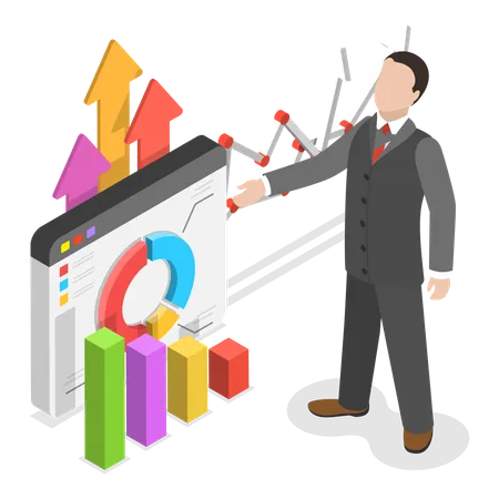 Free Businessman showing business chart  Illustration