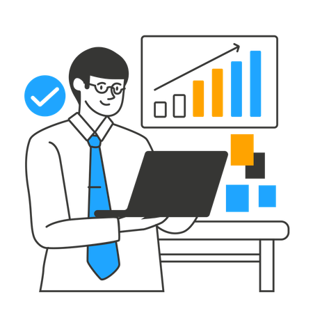 Free Businessman views at stock market growth  Illustration