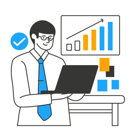 Free Businessman views at stock market growth  Illustration