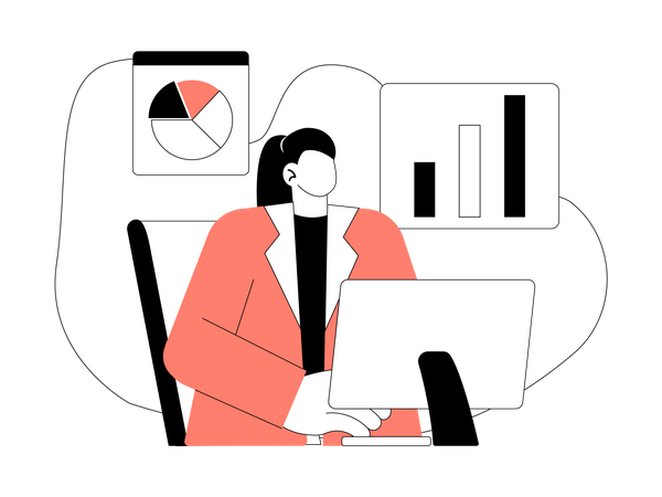Free Businesswoman analyzing data  Illustration