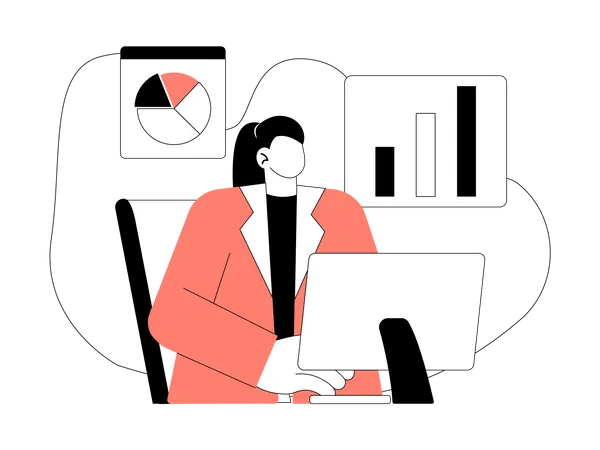 Free Businesswoman analyzing data  Illustration