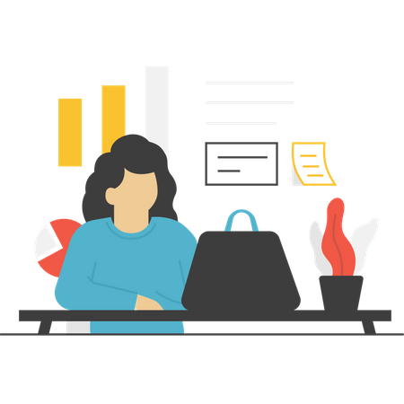 Free Businesswoman working on laptop  Illustration