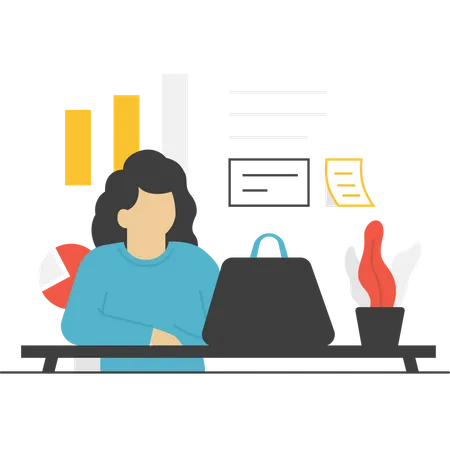 Free Businesswoman working on laptop  Illustration