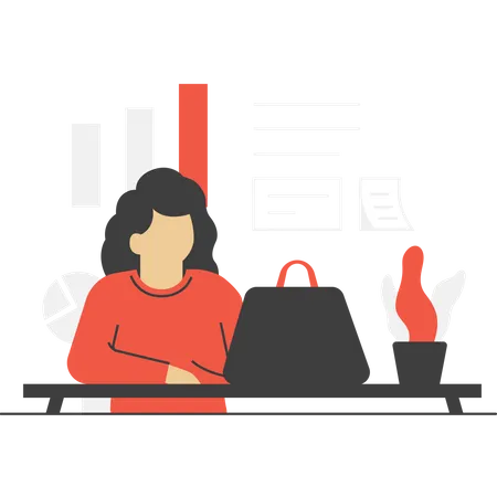 Free Businesswoman working on laptop  Illustration