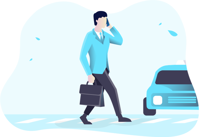 Free Busy businessman crossing road  일러스트레이션