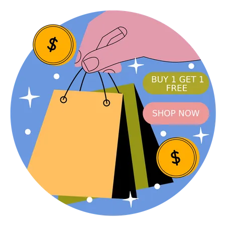 Free Buy one get one free shopping offer  Illustration