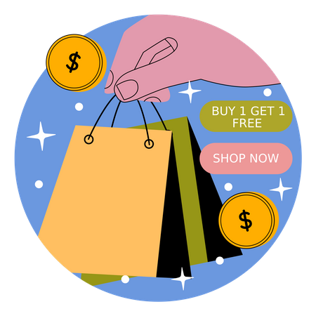 Free Buy one get one free shopping offer  Illustration