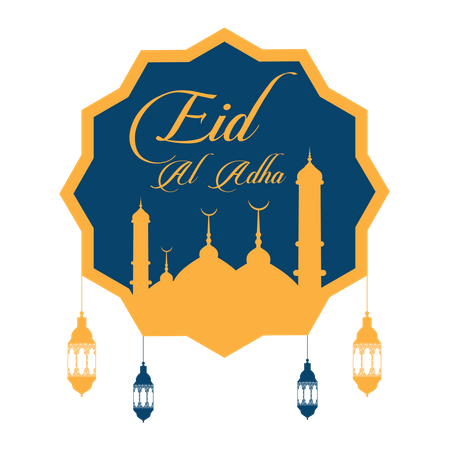 Free Cartão Eid Mubarak ou Eid Al Adha  Ilustração