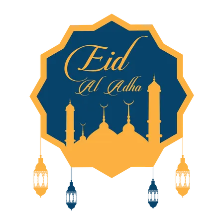 Free Cartão Eid Mubarak ou Eid Al Adha  Ilustração