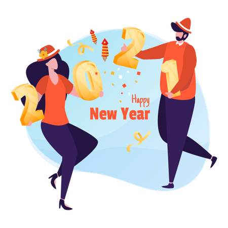 Free Casal dançando festa de ano novo  Ilustração