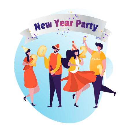 Free Celebração da festa de ano novo  Ilustração