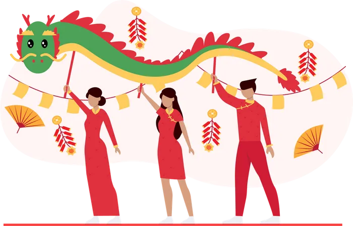 Free Celebração tradicional do ano novo chinês  Ilustração