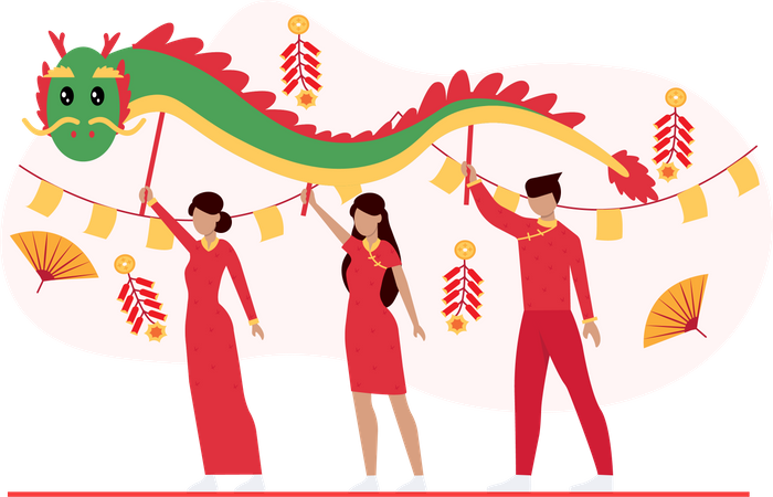 Free Celebración tradicional del año nuevo chino.  Ilustración