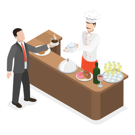 Free Chef serving food at hotel  Illustration